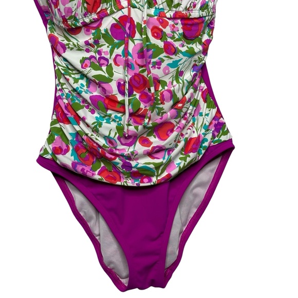 Bleu Rod Beattie Floral One Piece Swimsuit Size 6 - Picture 3 of 11